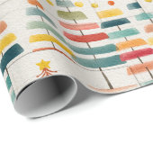 Festive Watercolor Tree Pattern Design Geschenkpapier (Rolleneckpunkt)