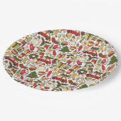 Festive Weihnachts-Doodle-Papierteller Pappteller (Schrägansicht)