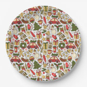 Festive Weihnachts-Doodle-Papierteller Pappteller (Vorderseite)