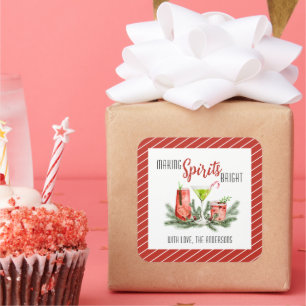 Festive Weihnachtscocktails machen Geister hell Quadratischer Aufkleber