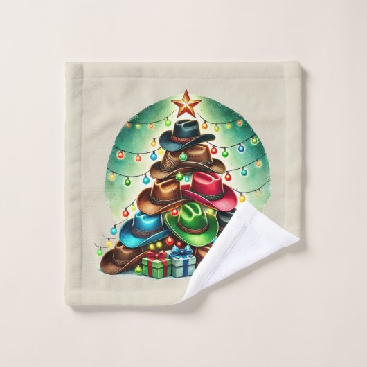 Festive Western Christmas hat tree  Waschlappen (Waschlappen)