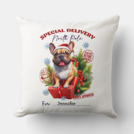 Festive Whimsical Pug Christmas Throw Pillow Kissen
