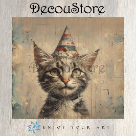 Festive Whiskers: Vintage Kitten Decoupage Seidenpapier
