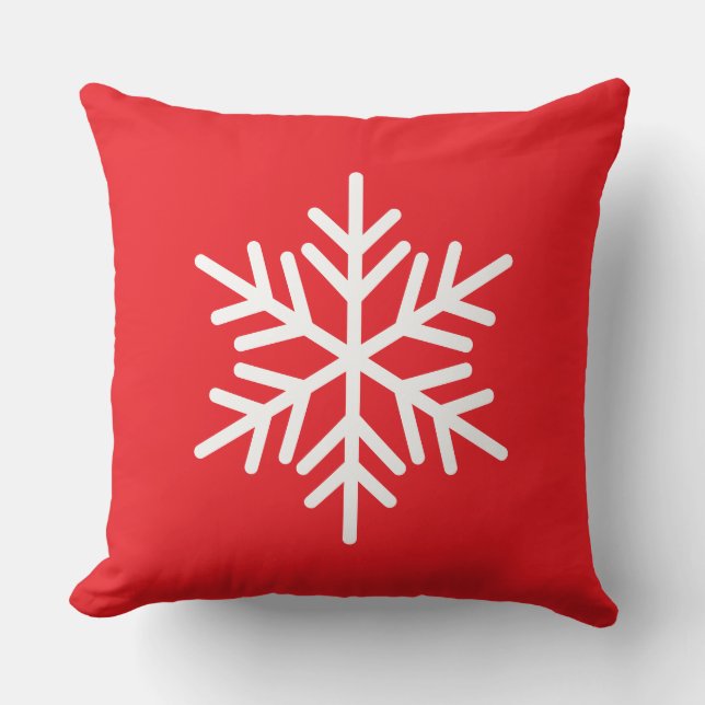Festive White Alpine Snowflake On Christmas Red Kissen (Vorderseite)