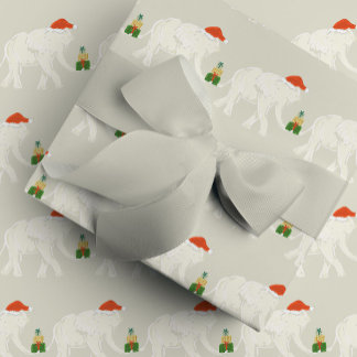 Festive White Elephant Christmas Party Illustrated Geschenkpapier