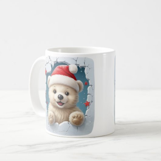 Festive White Featuring Teddy Bear And Icy Design Kaffeetasse (Vorderseite Links)