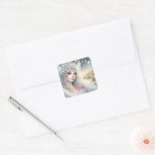 Festive White Watercolor Ethereal Frost Snow Angel Quadratischer Aufkleber (Umschlag)