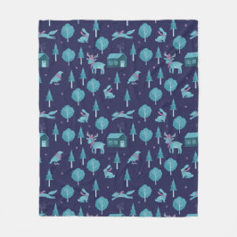 Festive Winter Animals Fleecedecke