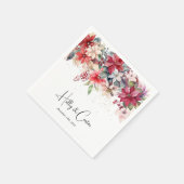 Festive Winter Christmas Florals Wedding Serviette (Ecke)