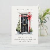 Festive Winter Front Door We have Moved Card Dankeskarte (Stehend Vorderseite)