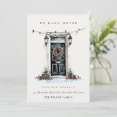 Festive Winter Front Door We have Moved Card Dankeskarte (Stehend Vorderseite)