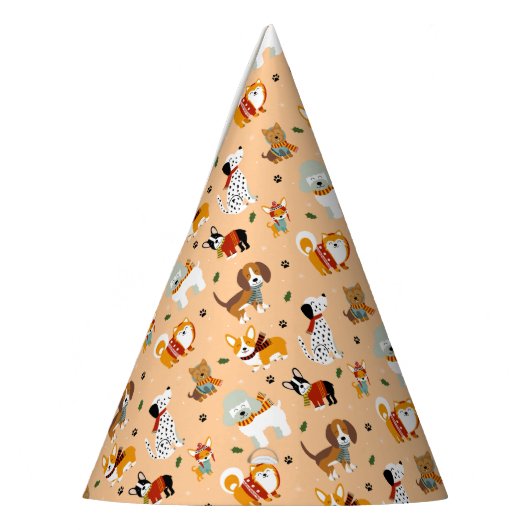 Festive Winter Puppy Scarves Partyhütchen (Links)