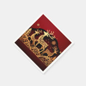Festive Winter Reindeer – Ornate Forest Serviette (Ecke)