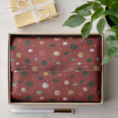 Festive Winter Snowflake Pattern in Red & Gold Seidenpapier (Geschenk)