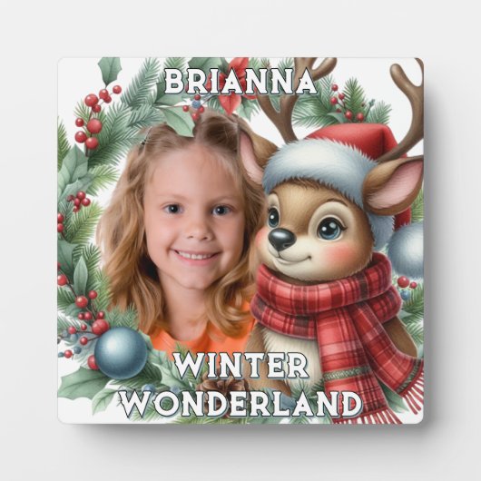 Festive "Winter Wonderland" Photo Reindeer Fotoplatte (Vorderseite)