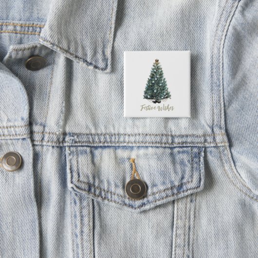 Festive Wishes. Christmas tree design Button (Beispiel)