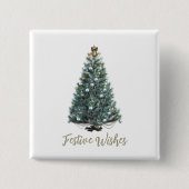 Festive Wishes. Christmas tree design Button (Vorderseite)