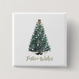 Festive Wishes. Christmas tree design Button