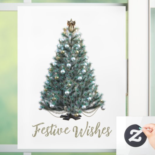 Festive Wishes. Christmas tree design Fensteraufkleber (Zuhause)
