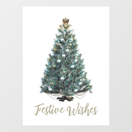 Festive Wishes. Christmas tree design Fensteraufkleber (Blatt)