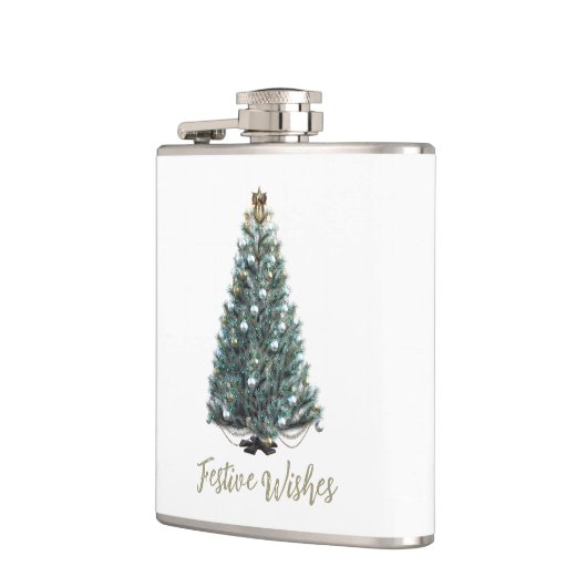 Festive Wishes. Christmas tree design Flachmann (Links)