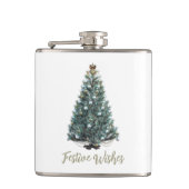 Festive Wishes. Christmas tree design Flachmann (Vorderseite)
