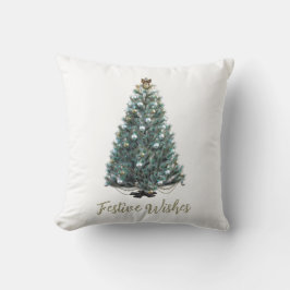 Festive Wishes. Christmas tree design Kissen
