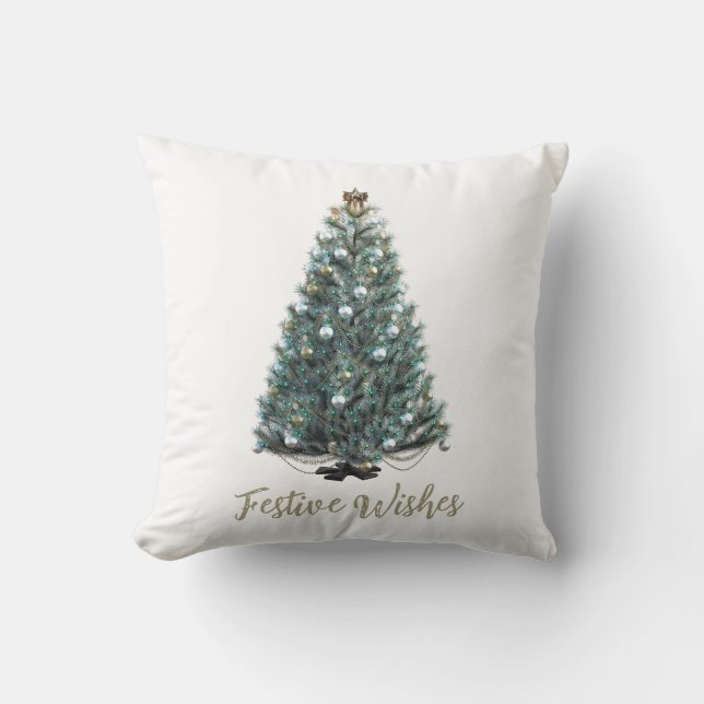 Festive Wishes. Christmas tree design Kissen (Vorderseite)