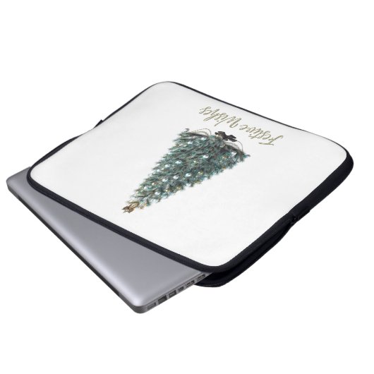 Festive Wishes. Christmas tree design Laptopschutzhülle (Vorne Knopf)