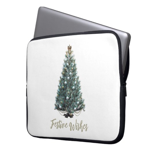Festive Wishes. Christmas tree design Laptopschutzhülle (Vorderseite Links)