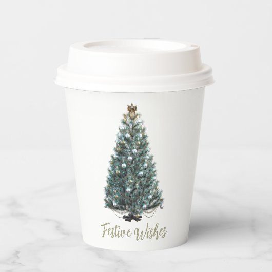 Festive Wishes. Christmas tree design Pappbecher (Vorderseite)
