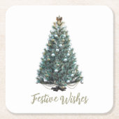 Festive Wishes. Christmas tree design Rechteckiger Pappuntersetzer (Vorderseite)