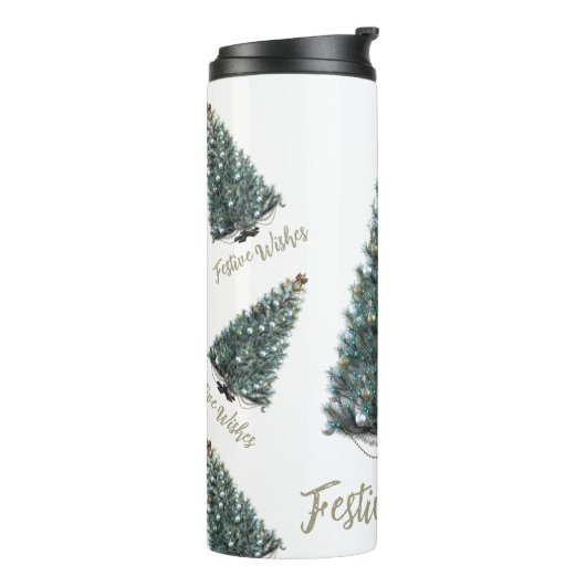 Festive Wishes. Christmas tree design Thermosbecher (Nach links gedreht)