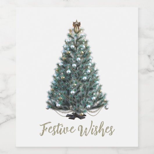 Festive Wishes. Christmas tree design Weinetikett (Einzelnes Label)