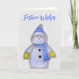 Festive Wishes. Snowman Folded Greeting Card Karte