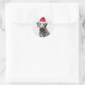 Festive  Wolfhound Dog Woof Word Art Christmas Runder Aufkleber (Tasche)