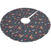 Festive Woodland Friends Dark Blue Tree Skirt Polyester Weihnachtsbaumdecke (Schrägansicht)