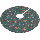 Festive Woodland Friends Dark Green Tree Skirt Polyester Weihnachtsbaumdecke (Schrägansicht)