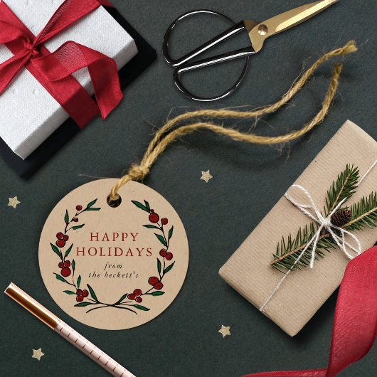 Festive Wreath Christmas Holiday Geschenkanhänger