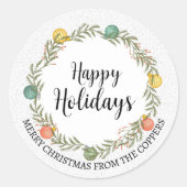 Festive Wreath Happy Holidays Stickers (Vorderseite)