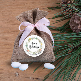 Festive Wreath Happy Holidays Stickers