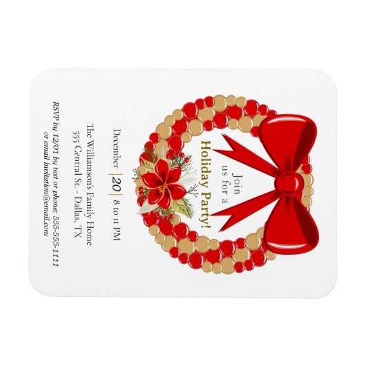 Festive Wreath Holiday Magnet (Horizontal)