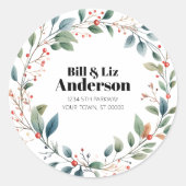 Festive Wreath Leaves Berries Sticker (Vorderseite)