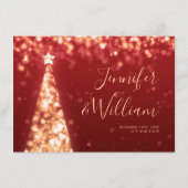 Festive Xmas Tree Gold Red Wedding Dankeschön Kart Begleitkarte (Rückseite)