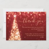 Festive Xmas Tree Gold Red Wedding Dankeschön Kart Einladung (Vorderseite)