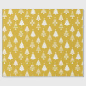 Festive Yellow and White Christmas Tree Pattern Geschenkpapier (Flach)