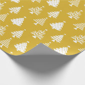 Festive Yellow and White Christmas Tree Pattern Geschenkpapier (Ecke)