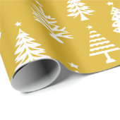 Festive Yellow and White Christmas Tree Pattern Geschenkpapier (Rolleneckpunkt)