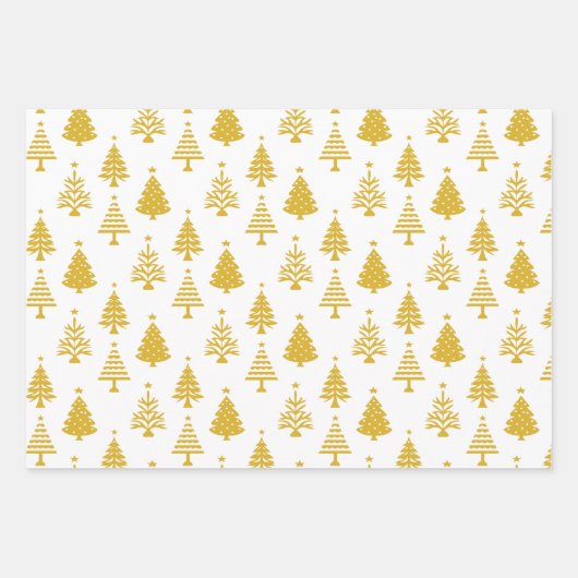 Festive Yellow and White Christmas Tree Pattern Geschenkpapier Set (Vorderseite 2)