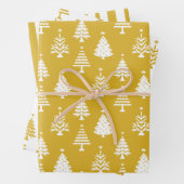 Festive Yellow and White Christmas Tree Pattern Geschenkpapier Set (Beispiel)